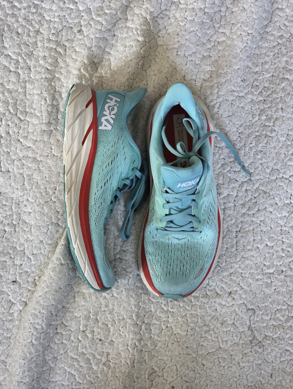 Hoka Clifton 8 Womens 7.5B Aquarelle Blue Running Shoes 1119394 AEBL Sneakers